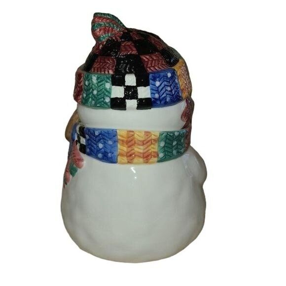 Vintage Kitchen Food Containers, World Bazaars Winter Snowman Ceramic Cookie Jar - Picture 4 of 9